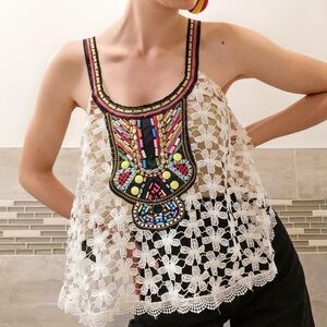 [S]Rebellion Embroidered Lace Women Top Boho Festive Floral